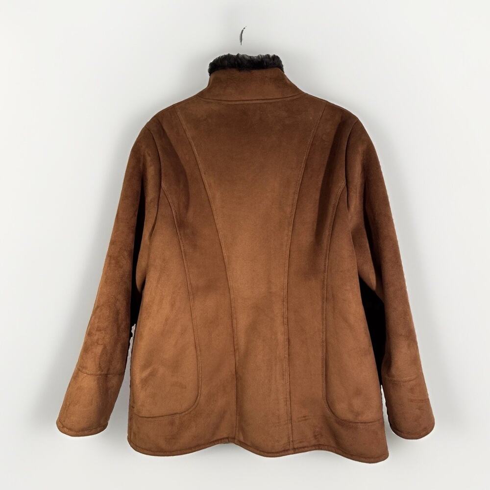 Regent Park Womens Coat XL Brown Faux Suede Fur Trim Jacket Vintage Boho Winter